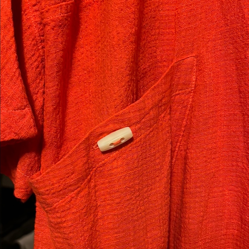 Mill Valley Sz XL Lagenlook Minimalist Cotton Coral FUNKY A-Line Tunic Shirt EUC - Picture 7 of 10